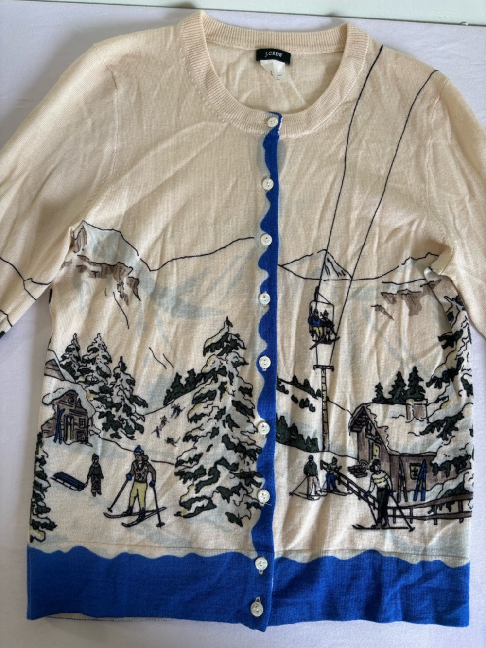 Rare Collectable J.Crew Vintage Ski Scene Sweater Merino Wool Size Small - Picture 12 of 12